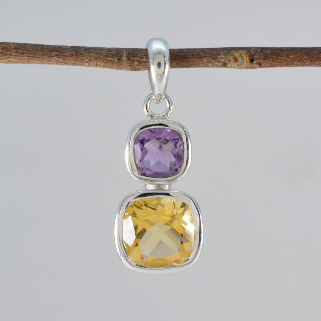 Multi Stone Whisper-thin Egyptian Sterling Silver Toi et Moi Sophia Trendy multicolor Pendant Jewellery