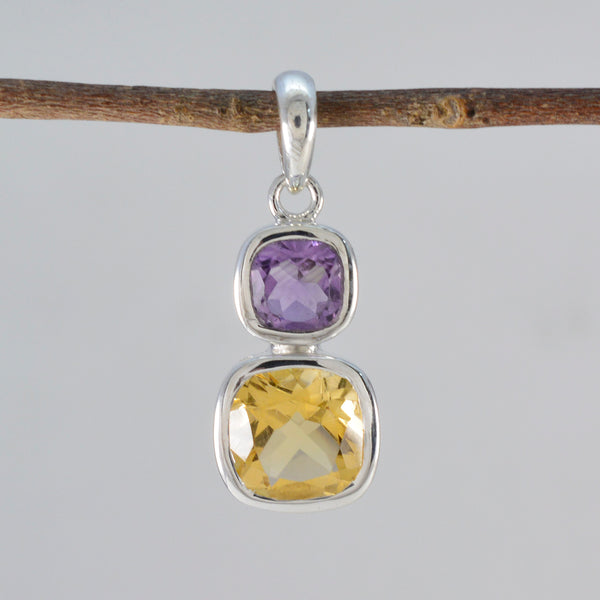 Multi Stone Whisper-thin Egyptian Sterling Silver Toi et Moi Sophia Trendy multicolor Pendant Jewellery
