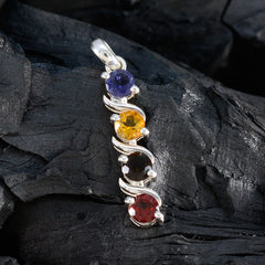 Multi Stone Delicate Mexicaanse Zilveren kwart Yasmin Luxe veelkleurige Hanger Sieraden