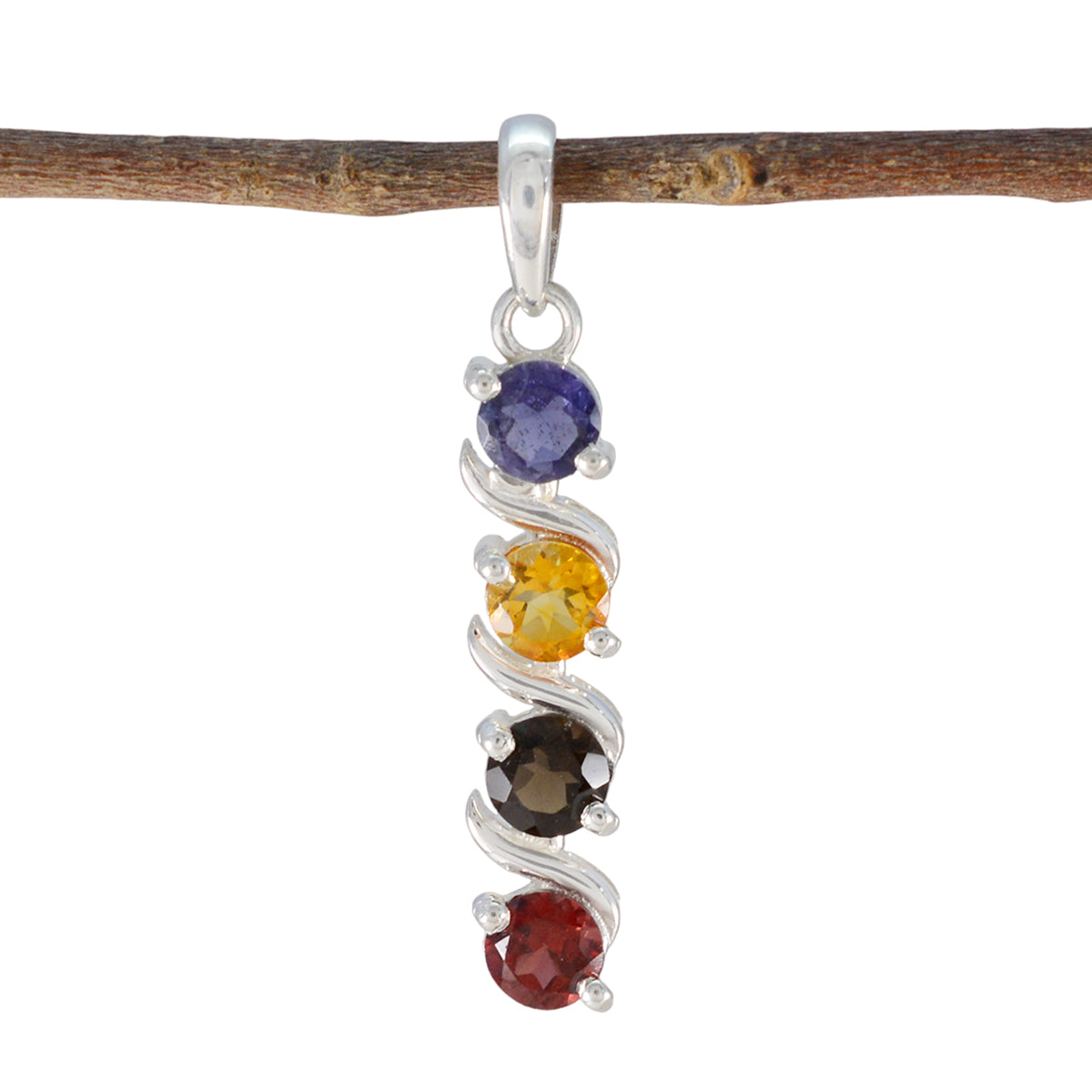 Multi Stone Delicate Mexican Silver quarter multicolor Pendant