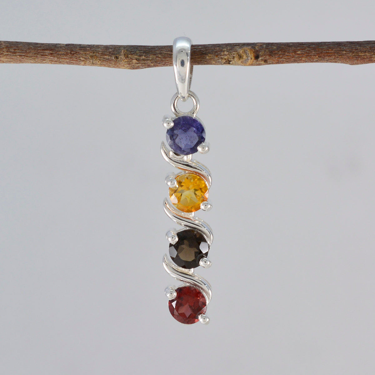 Multi Stone Delicate Mexicaanse Zilveren kwart Yasmin Luxe veelkleurige Hanger Sieraden Secundaire afbeelding