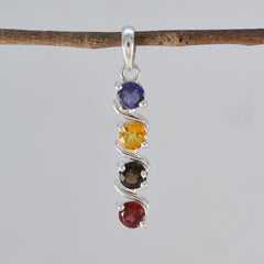 Multi Stone Delicate Mexicaanse Zilveren kwart Yasmin Luxe veelkleurige Hanger Sieraden