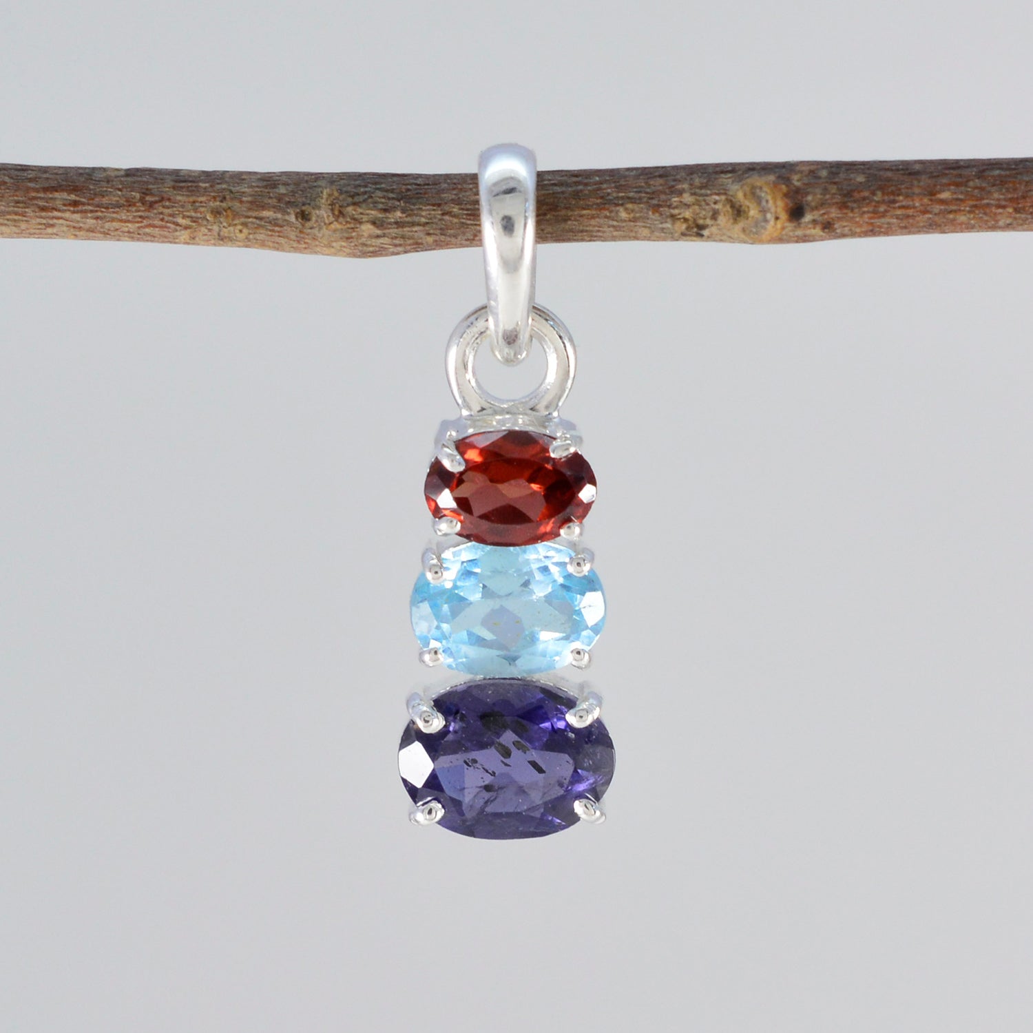 Gioielli con ciondolo multicolore astratto Haruka in argento 925 multi pietra minimalista coreano Trilogy Immagine secondaria del prodotto