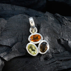 マルチストーン エレガントな韓国製 92.5 シルバー トリロジー スジン ラブ マルチカラー ペンダント ジュエリー