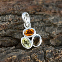 マルチストーン エレガントな韓国製 92.5 シルバー トリロジー スジン ラブ マルチカラー ペンダント ジュエリー