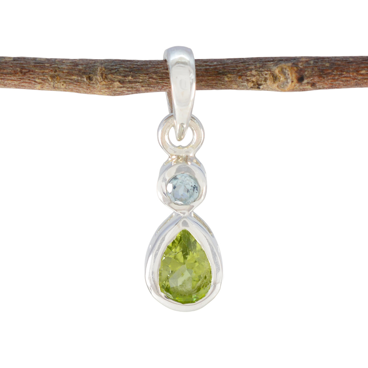 Multi Stone Minimalist Korean Silver Toi et Moi multicolor Pendant メイン画像