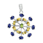 Multi Stone Eye-catching Russian Silver multiple multicolor Pendant