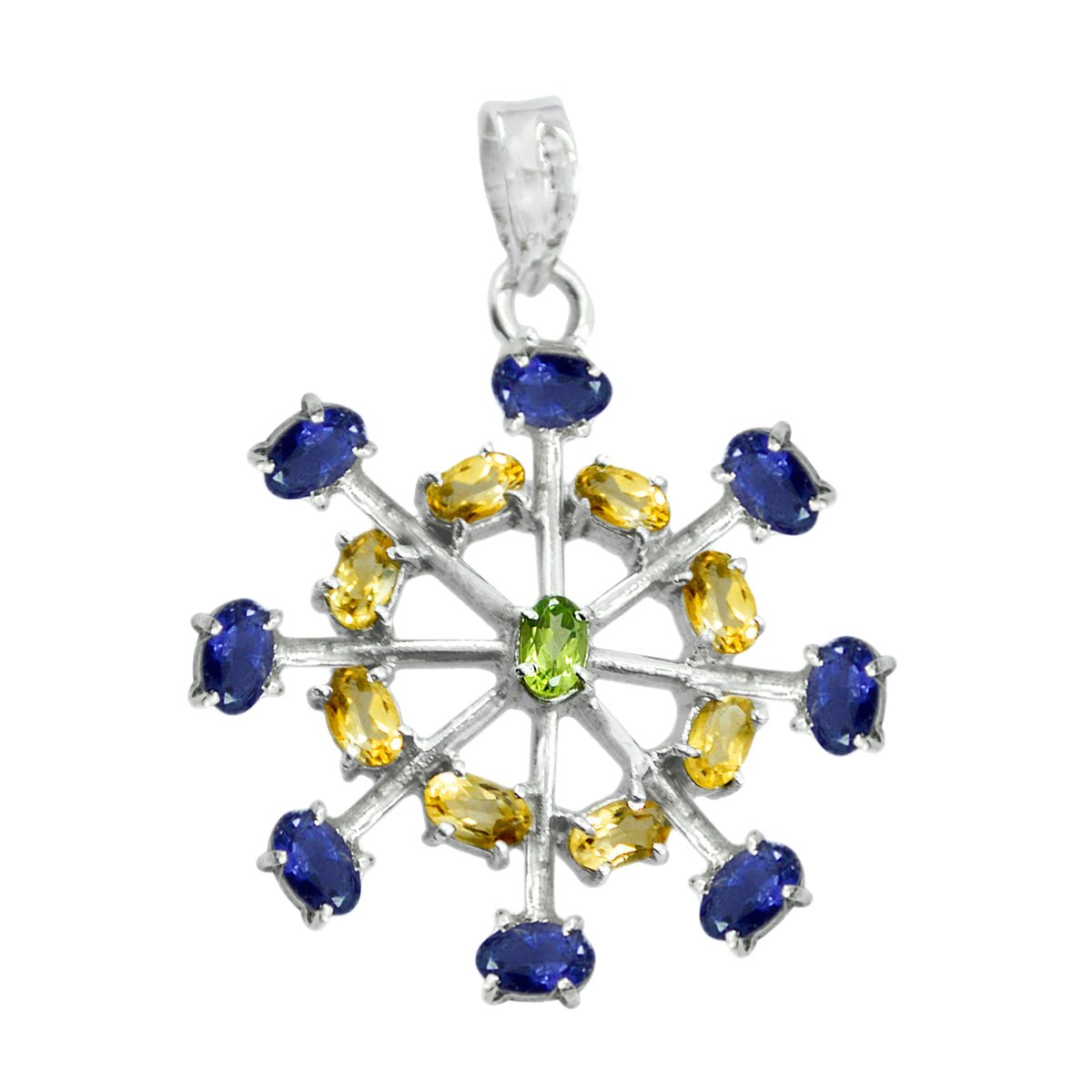 Multi Stone Eye-catching Russian Silver multiple multicolor Pendant