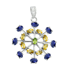 Multi Stone Eye-catching Russian Silver multiple multicolor Pendant