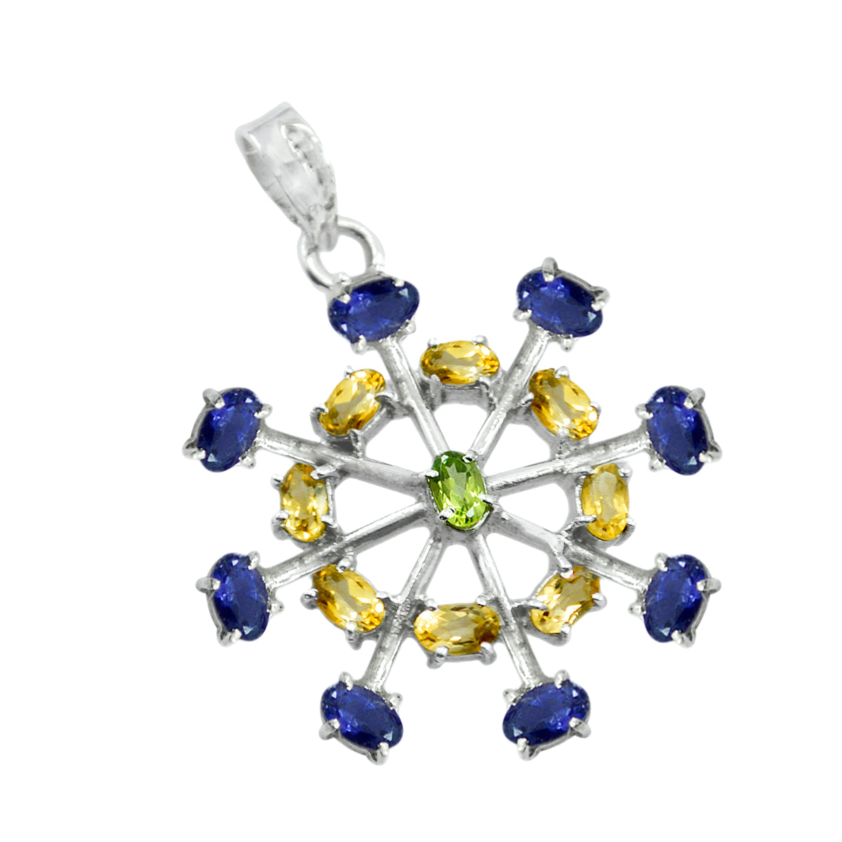 Multi Stone Opvallende Russische Zilveren meervoudige Isadora propsel veelkleurige Hanger Sieraden Secundaire afbeelding