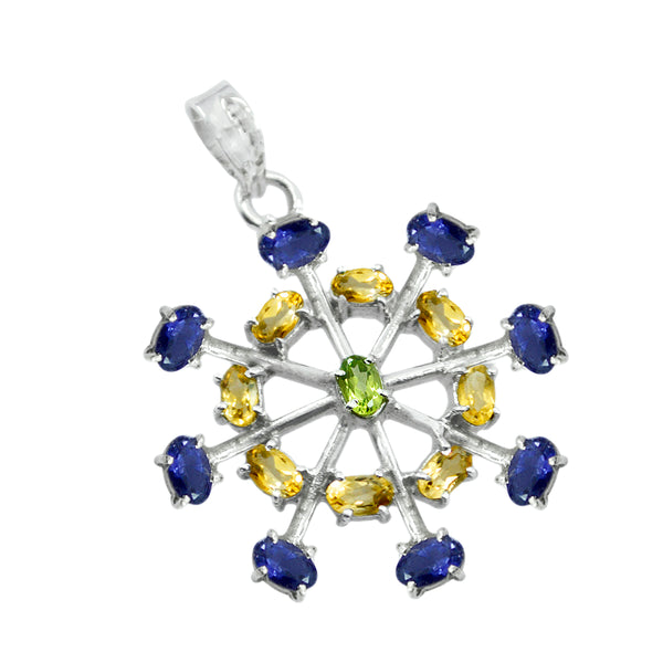 Multi Stone Eye-catching Russian Silver multiple Isadora propsel multicolor Pendant Jewelry