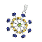 Multi Stone Eye-catching Russian Silver multiple Isadora propsel multicolor Pendant Jewelry