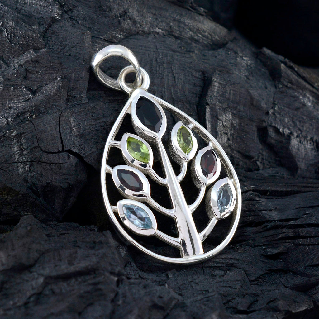 Multi Stone Tiny Russian 92.5 Silver Hepta Alina Eternity multicolor Pendant Jewellery