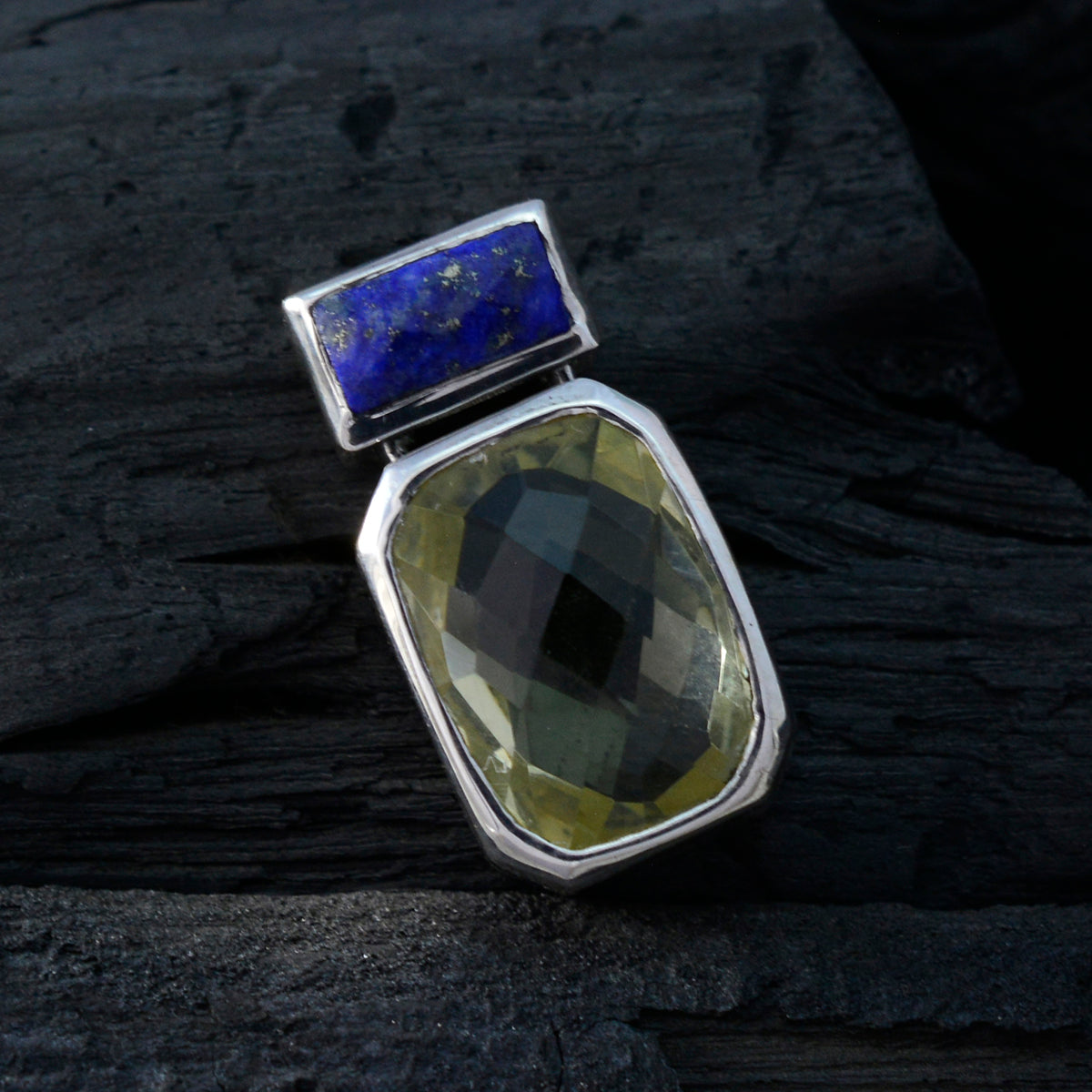 Multi Stone Whisper-thin Russian Sterling Silver Toi et Moi Antonia Abstract multicolor Pendant Jewellery