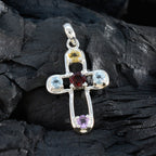 Multi Stone Dainty Russian 925 Silver quarter Claire Modern multicolor Pendant Jewelry