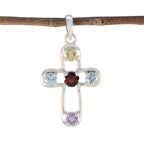 Multi Stone Dainty Russian 925 Silver quarter multicolor Pendant