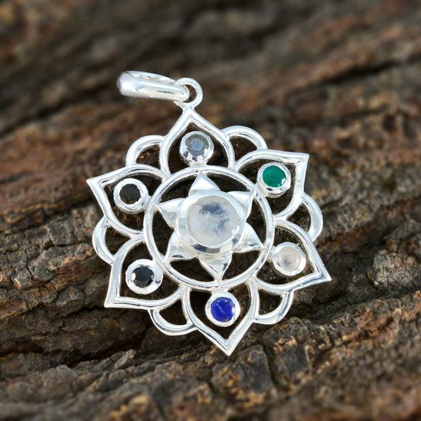 Multi Stone Classic American Silver Hepta Yasmin Rope-Wire multicolor Pendant Jewelry