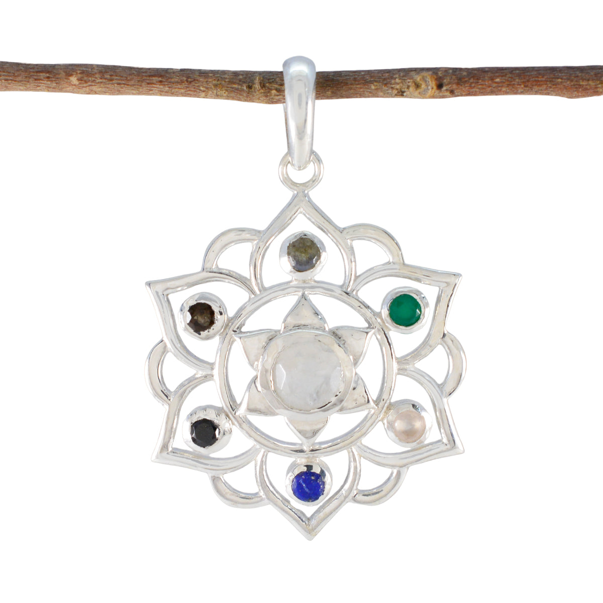 Multi Stone Classic American Silver Hepta multicolor Pendant Immagine principale del prodotto