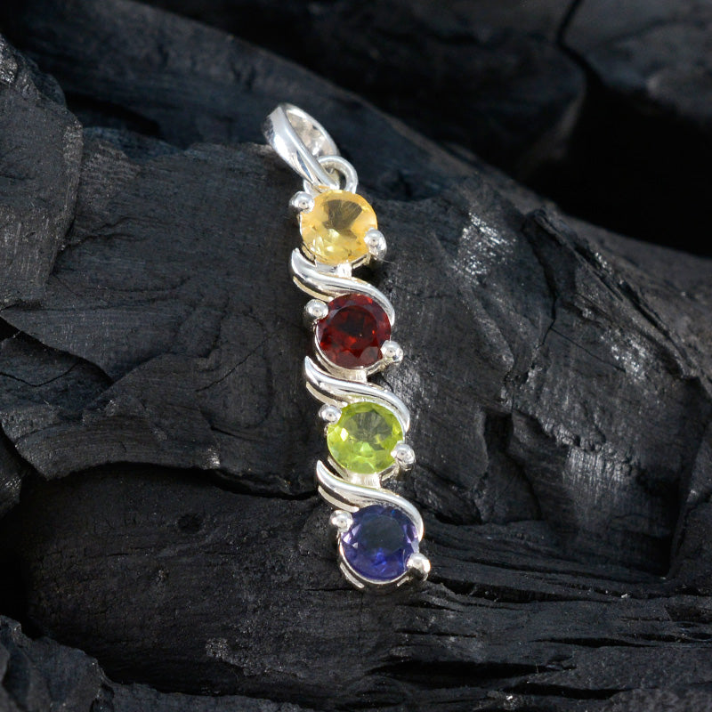 Multi Stone Delicate Latin American Sterling Silver quarter Yasmine Glamorous multicolor Pendant Jewellery