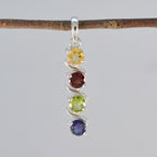 Multi Stone Delicate Latin American Sterling Silver quarter Yasmine Glamorous multicolor Pendant Jewellery