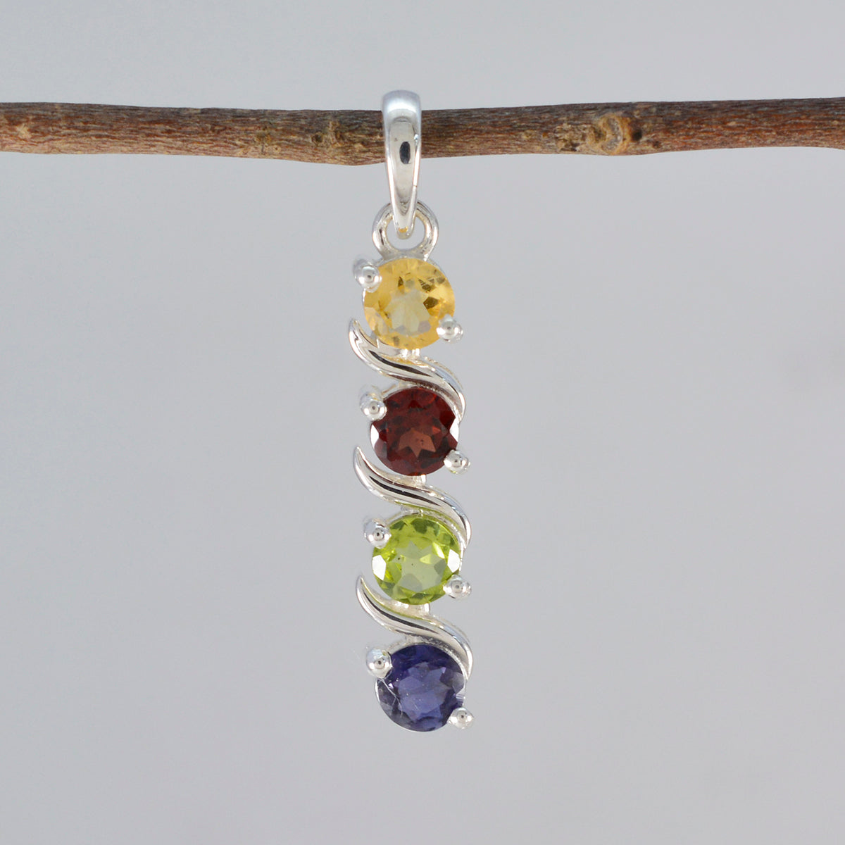 Multi Stone Delicate Latin American Sterling Silver quarter Yasmine Glamorous multicolor Pendant Jewellery