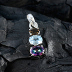 Minimalistische Japanse 92,5 zilveren trilogie Hina met meerdere stenen, trendy veelkleurige hangers