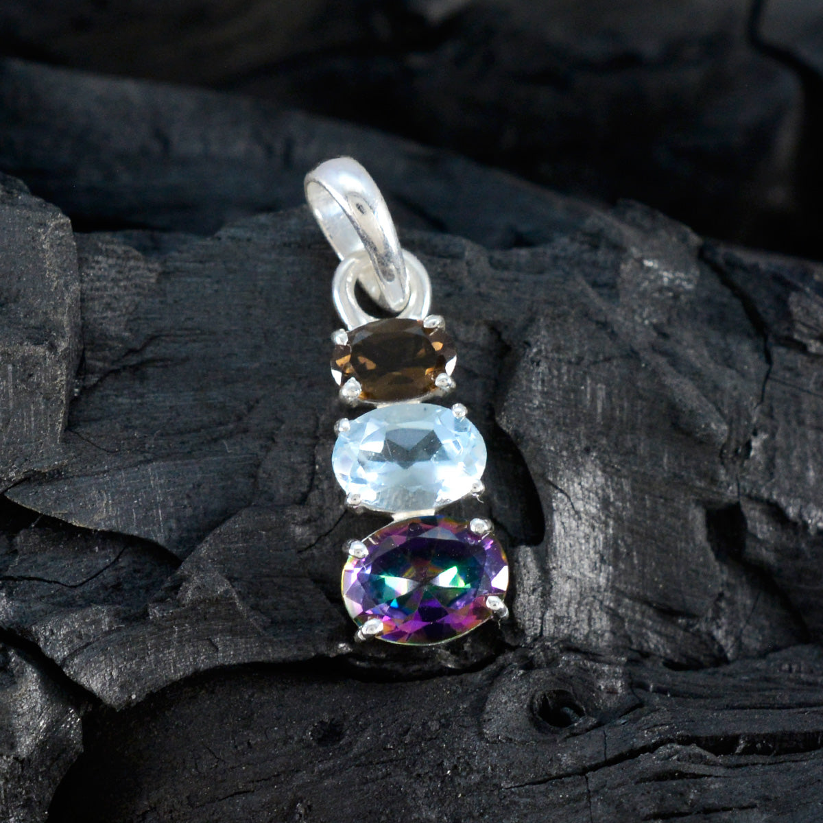 Minimalistische Japanse 92,5 zilveren trilogie Hina met meerdere stenen, trendy veelkleurige hangers