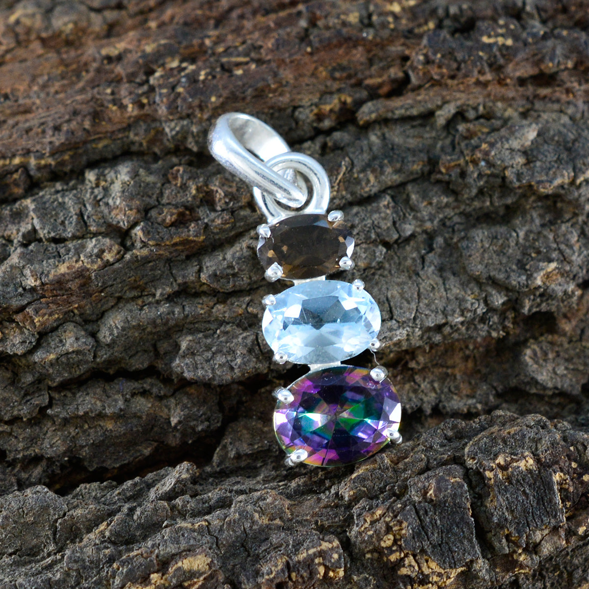 Minimalistische Japanse 92,5 zilveren trilogie Hina met meerdere stenen, trendy veelkleurige hangers