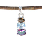 Multi Stone Minimalist Japanese 92.5 Silver Trilogy multicolor Pendant