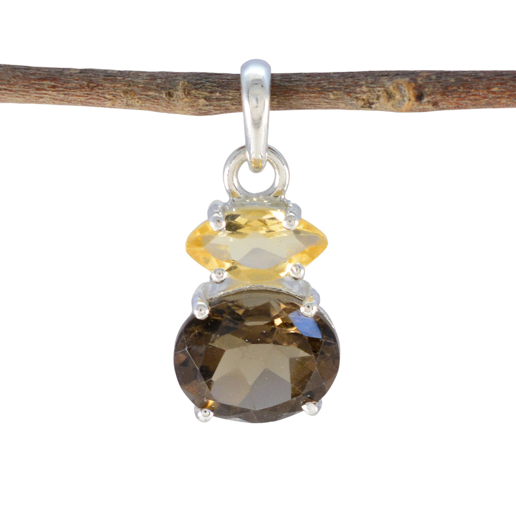 Multi Stone Delicate Latin American 92.5 Silver Toi et Moi multicolor Pendant