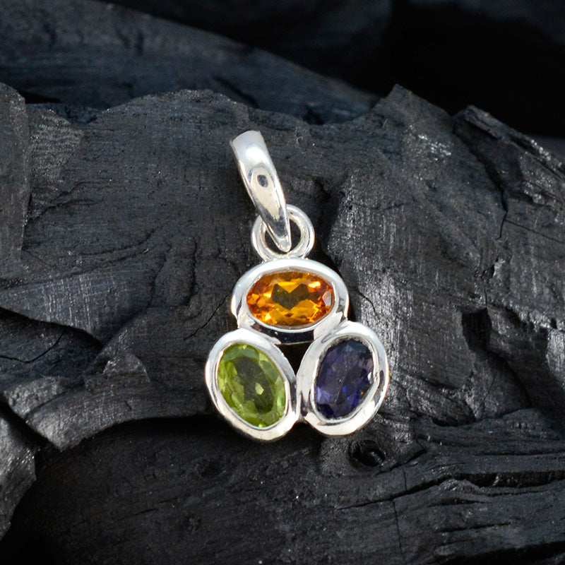Multi Stone Elegant Japanese Silver Trilogy Wen Engagement multicolor Pendant Jewelry