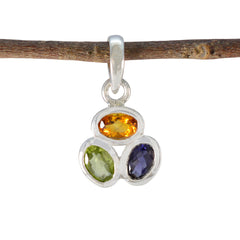 Multi Stone Elegant Japanese Silver Trilogy multicolor Pendant