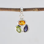 Multi Stone Elegant Japanese Silver Trilogy Wen Engagement multicolor Pendant Jewelry