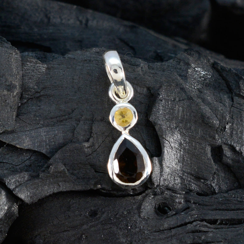 Minimalistischer japanischer Sterlingsilber-Anhänger „Toi et Moi Yan“ mit mehreren Steinen, moderner mehrfarbiger Schmuck