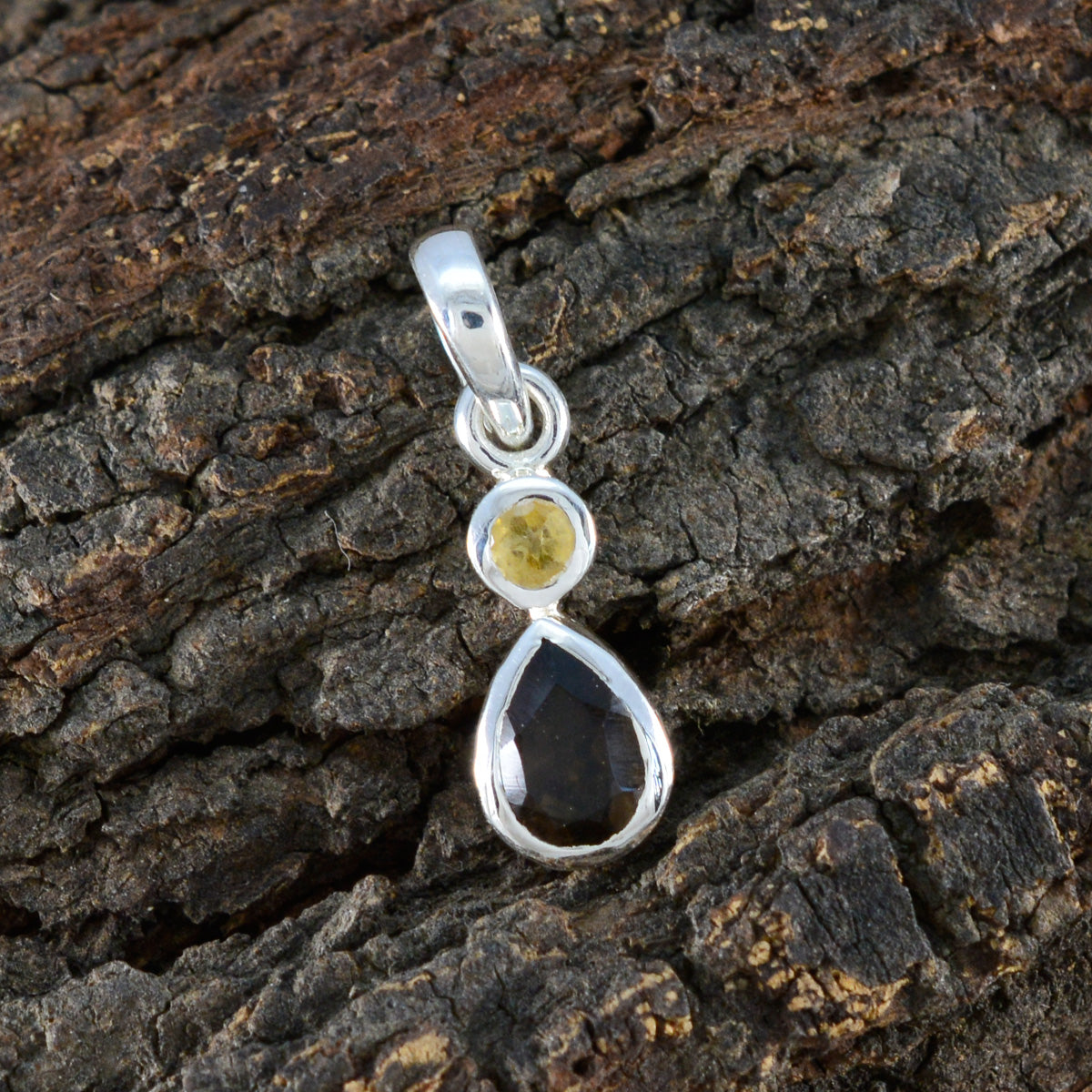 Minimalistischer japanischer Sterlingsilber-Anhänger „Toi et Moi Yan“ mit mehreren Steinen, moderner mehrfarbiger Schmuck