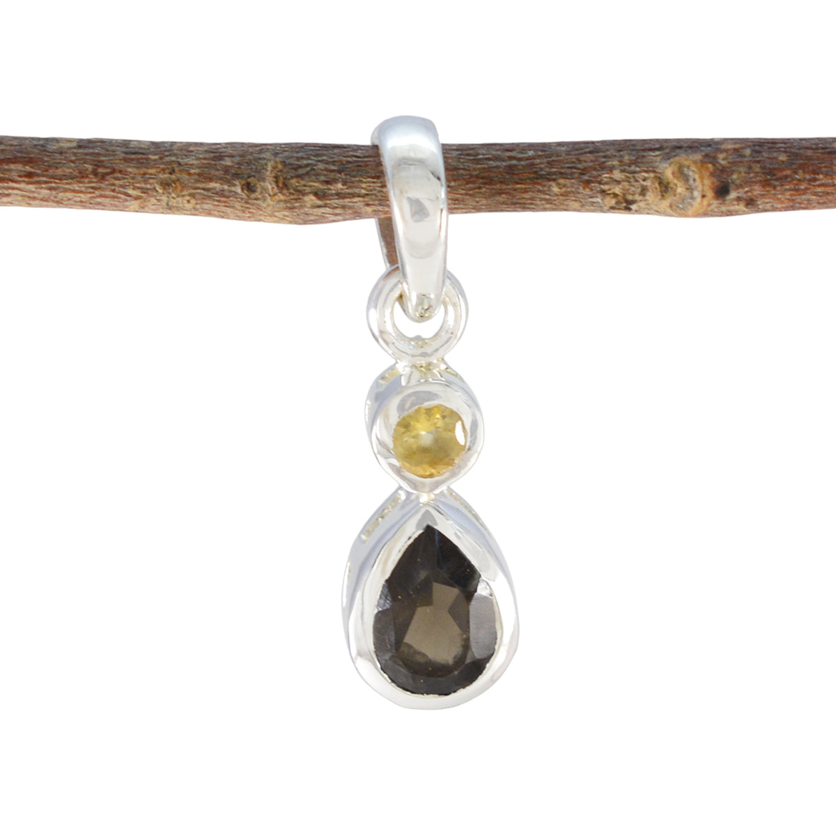 Multi Stone Minimalist Japanese Sterling Silver Toi et Moi multicolor Pendant Главное изображение товара