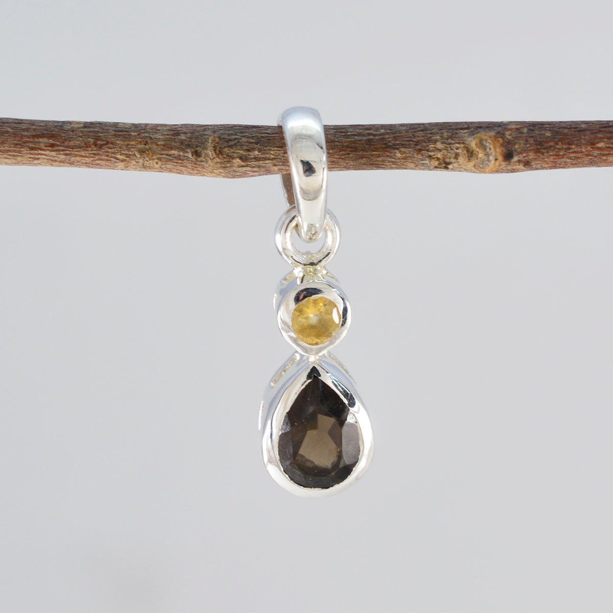 Multi Stone Minimalist Japanese Sterling Silver Toi et Moi Yan Contemporary multicolor Pendant Jewellery Второстепенное изображение товара