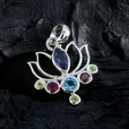 Multi Stone Dainty Turkish 92.5 Silver Hepta Bianca Rope-Wire multicolor Pendant Jewellery