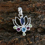 Multi Stone Dainty Turkish 92.5 Silver Hepta Bianca Rope-Wire multicolor Pendant Jewellery
