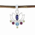 Multi Stone Dainty Turkish 92.5 Silver Hepta multicolor Pendant