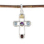 Multi Stone Dainty Egyptian Silver quarter multicolor Pendant