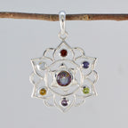 Multi Stone Classic Mexican Sterling Silver Hepta Yasmine Rope-Wire multicolor Pendant Jewellery