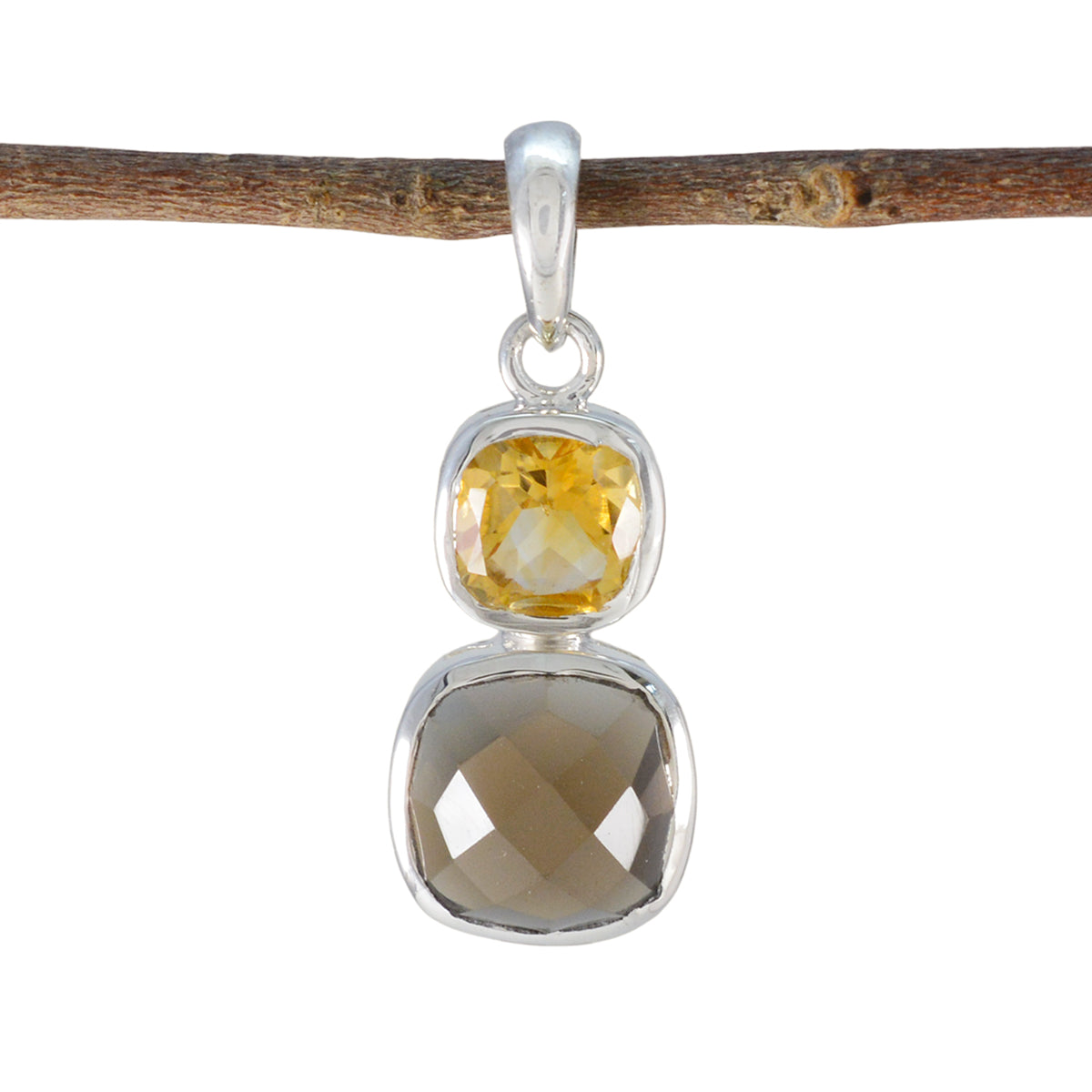 Multi Stone Whisper-thin American 92.5 Silver Toi et Moi multicolor Pendant