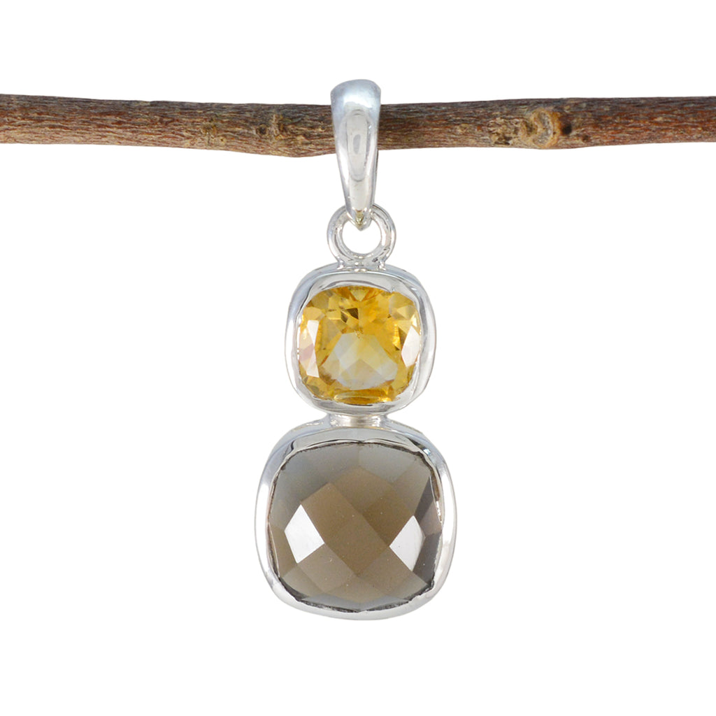 Multi Stone Whisper-thin American 92.5 Silver Toi et Moi multicolor Pendant