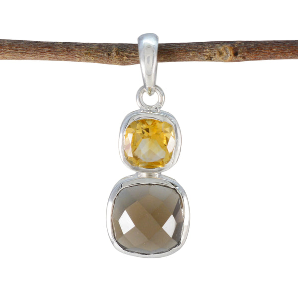 Multi Stone Whisper-thin American 92.5 Silver Toi et Moi multicolor Pendant