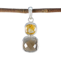 Multi Stone Whisper-thin American 92.5 Silver Toi et Moi multicolor Pendant