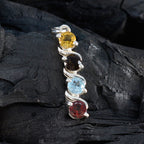 Multi Stone Delicate Russian 925 Silver quarter Zoe Sophisticated multicolor Pendant Jewelry