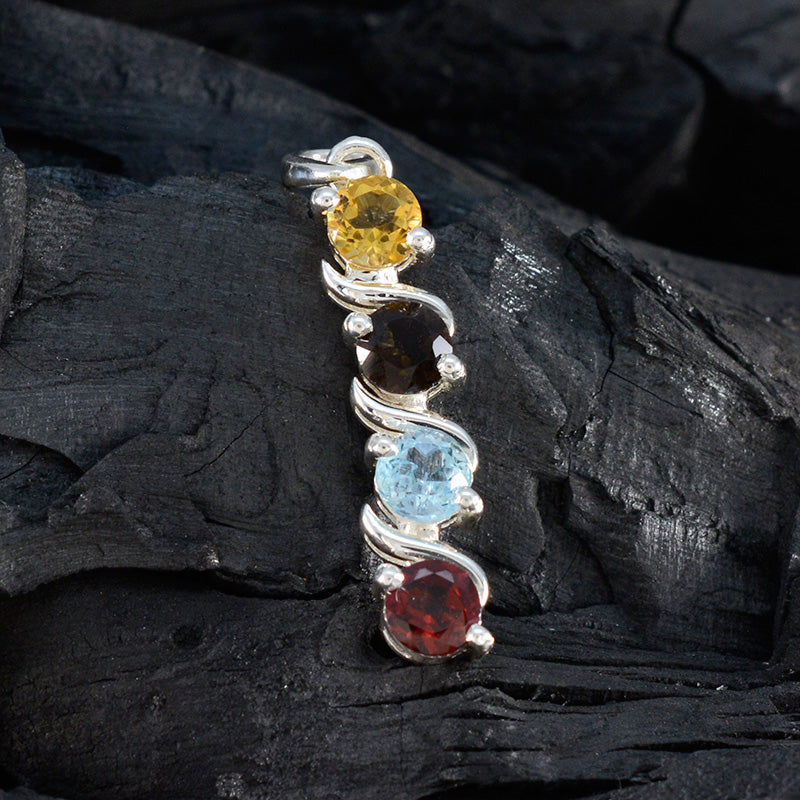 Multi Stone Delicate Russian 925 Silver quarter Zoe Sophisticated multicolor Pendant Jewelry