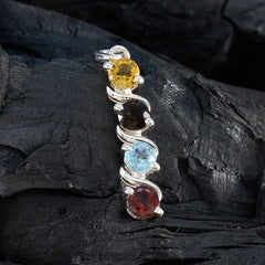 マルチストーンの繊細なロシア産925シルバークォーターゾーイの洗練されたマルチカラーペンダントジュエリー