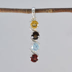 Multi Stone Delicate Russian 925 Silver quarter Zoe Sophisticated multicolor Pendant Jewelry